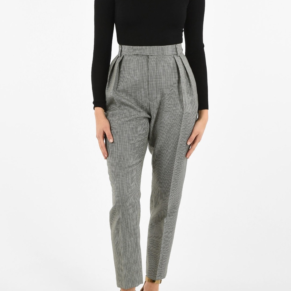 Celine DOUBLE PLEAT HOUNDSTOOTH PANTS